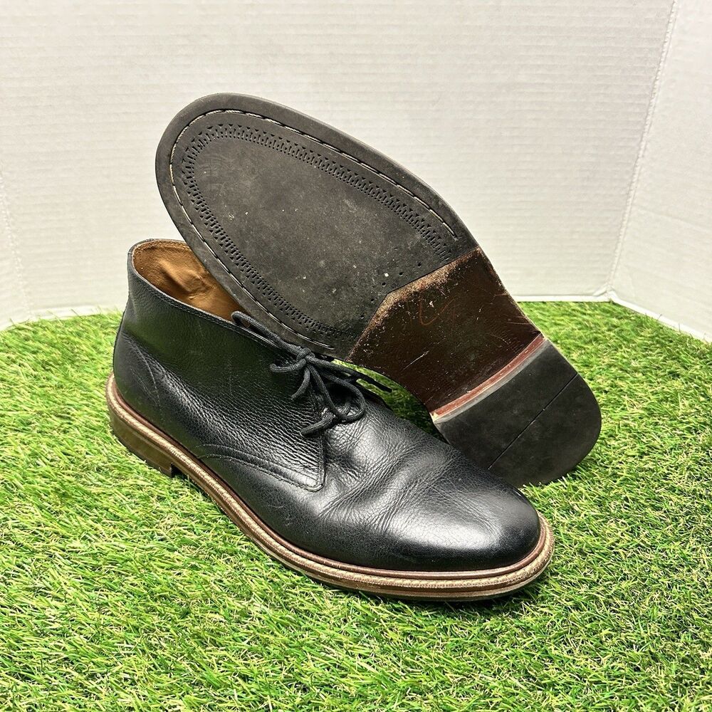 Cole Haan "Barron" Chukka C22940 Black Leather Lace Up Boots Topstitched Size 9M